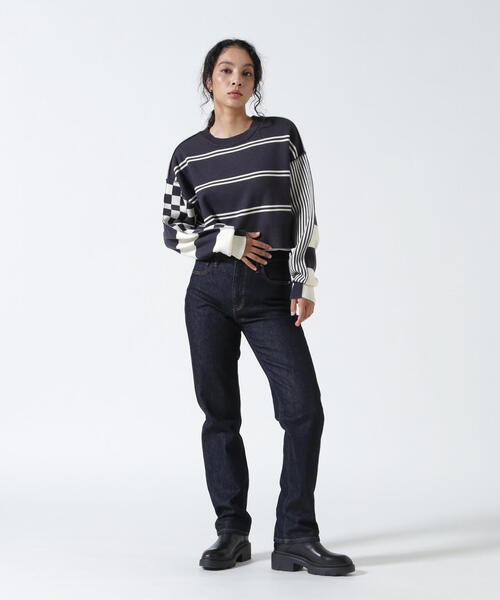 AULA AILA（アウラアイラ）の「AULA AILA/アウラアイラ/別注マルチボーダー2WAYニット（ニット/セーター・レディース・ブルー/ブラック・0）」の3枚目の写真