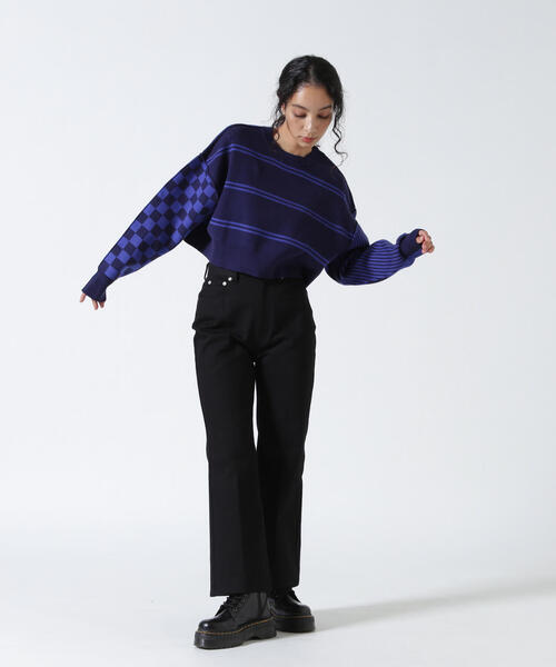 AULA AILA（アウラアイラ）の「AULA AILA/アウラアイラ/別注マルチボーダー2WAYニット（ニット/セーター・レディース・ブルー/ブラック・0）」の8枚目の写真
