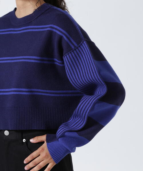 AULA AILA（アウラアイラ）の「AULA AILA/アウラアイラ/別注マルチボーダー2WAYニット（ニット/セーター・レディース・ブルー/ブラック・0）」の12枚目の写真