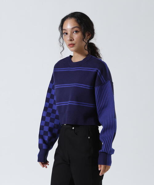 AULA AILA（アウラアイラ）の「AULA AILA/アウラアイラ/別注マルチボーダー2WAYニット（ニット/セーター・レディース・ブルー/ブラック・0）」の2枚目の写真