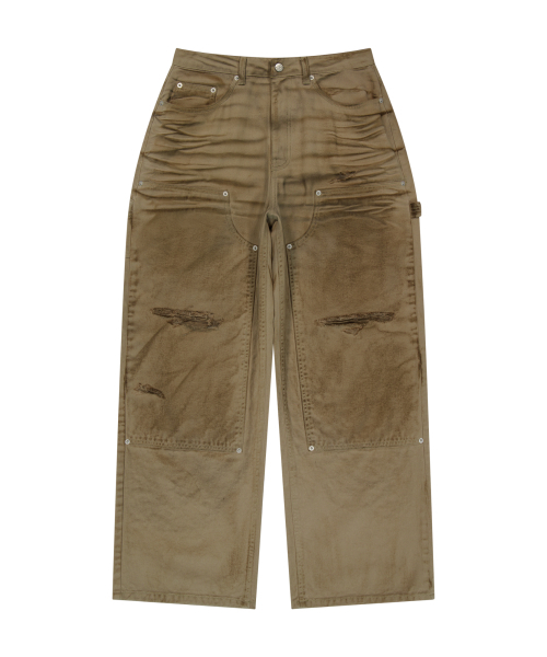 AAKAM(アーカム)の「Dirty Washed Double Knee Cotton Pants (Beige)(その他パンツ・レディース・その他・1/2)」の2枚目の写真