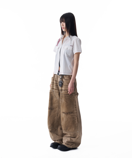 AAKAM(アーカム)の「Dirty Washed Double Knee Cotton Pants (Beige)(その他パンツ・レディース・その他・1/2)」の5枚目の写真