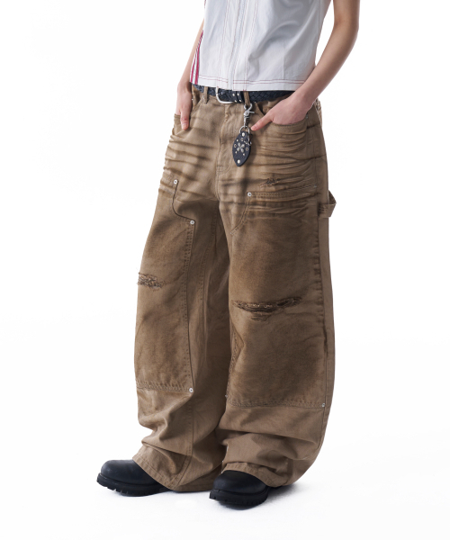 AAKAM(アーカム)の「Dirty Washed Double Knee Cotton Pants (Beige)(その他パンツ・レディース・その他・1/2)」の7枚目の写真
