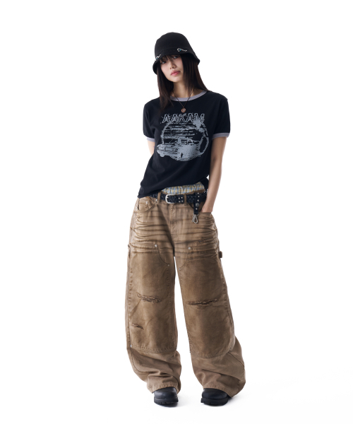 AAKAM(アーカム)の「Dirty Washed Double Knee Cotton Pants (Beige)(その他パンツ・レディース・その他・1/2)」の9枚目の写真