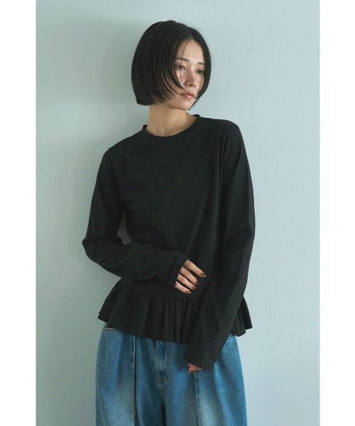 marjour（マージュール）の「HEM FRILL TEE（Tシャツ/カットソー・レディース・オフホワイト/ブラック・M）」の11枚目の写真