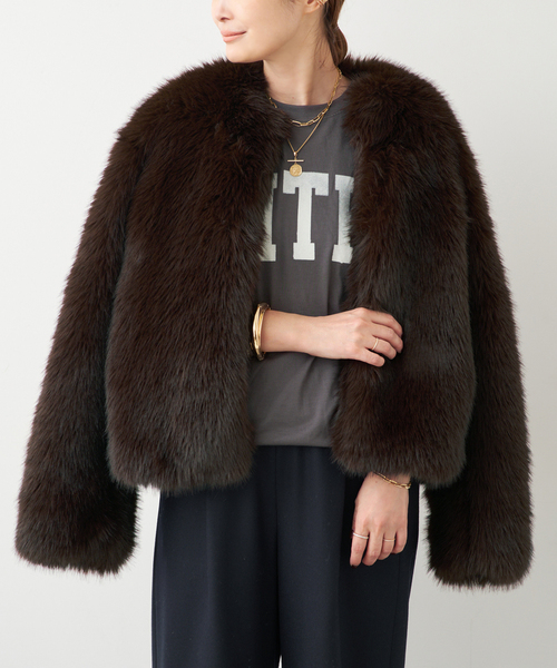 Deuxieme Classe（ドゥーズィエムクラス）の「*Anna Fur ジャケット（その他アウター・レディース・ブラウン・FREE）」の5枚目の写真