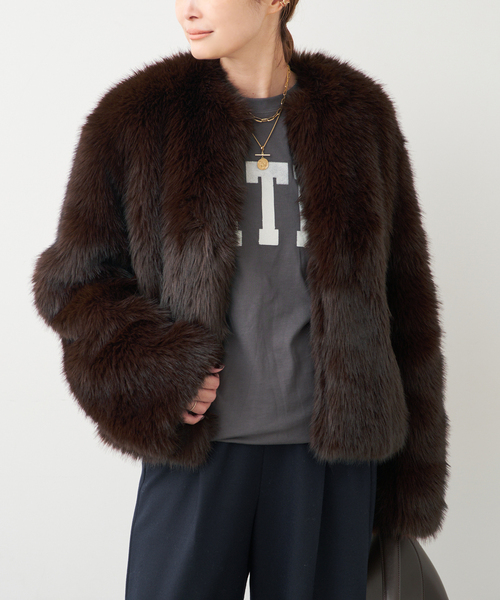 Deuxieme Classe（ドゥーズィエムクラス）の「*Anna Fur ジャケット（その他アウター・レディース・ブラウン・FREE）」の6枚目の写真