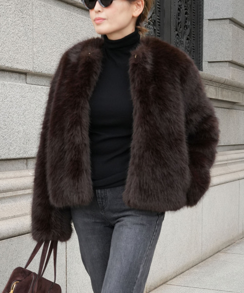 Deuxieme Classe（ドゥーズィエムクラス）の「*Anna Fur ジャケット（その他アウター・レディース・ブラウン・FREE）」の10枚目の写真