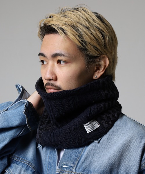 【レア生地】 766 ひねりスヌード　ネックウォーマー　fun ファン　ネイビー FUNALIVE（ファンアライブ） ネックウォーマー スヌード かぎ編み