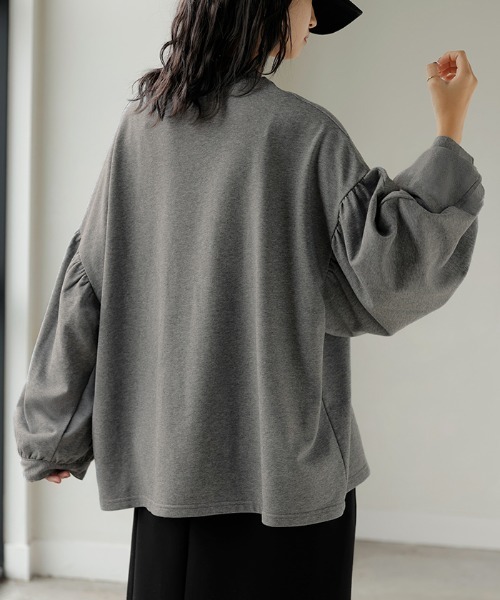 HUG.U(ハグユー)の「ぽわん袖VネックロンT(Tシャツ/カットソー・レディース・ブラック/ライトブルー/ライトグレー/ホワイト/ピンク/ミント・FREE)」の9枚目の写真