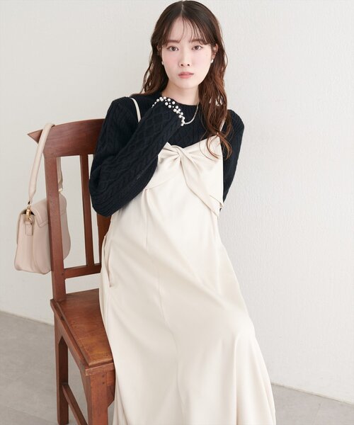 natural couture（ナチュラルクチュール）の「袖口パールもちふわニット（ニット/セーター・レディース・ミント/レッド/オフホワイト/ブラック・FREE）」の12枚目の写真