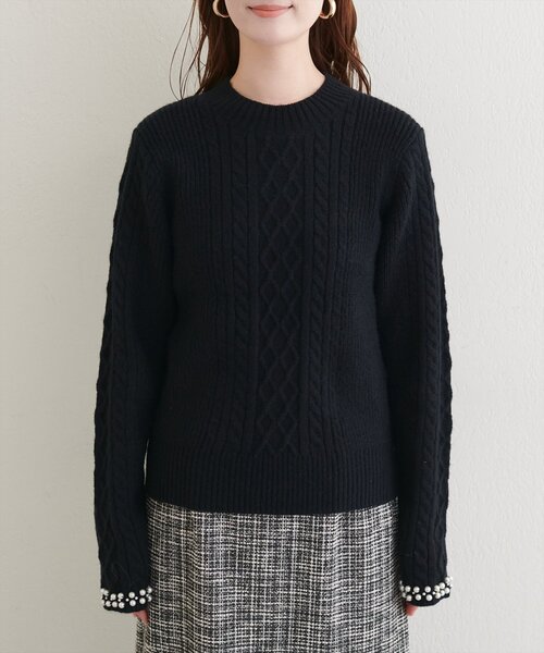 natural couture（ナチュラルクチュール）の「袖口パールもちふわニット（ニット/セーター・レディース・ミント/レッド/オフホワイト/ブラック・FREE）」の14枚目の写真