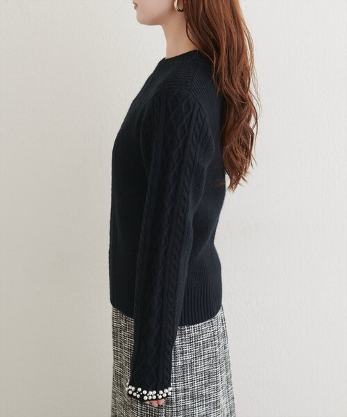 natural couture（ナチュラルクチュール）の「袖口パールもちふわニット（ニット/セーター・レディース・ミント/レッド/オフホワイト/ブラック・FREE）」の15枚目の写真
