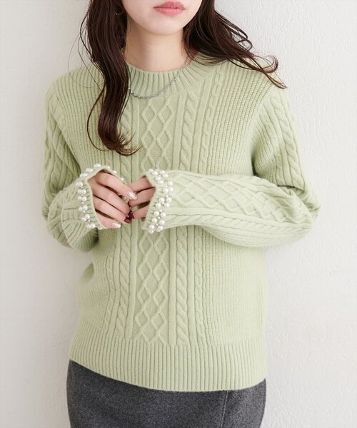 natural couture（ナチュラルクチュール）の「袖口パールもちふわニット（ニット/セーター・レディース・ミント/レッド/オフホワイト/ブラック・FREE）」の21枚目の写真