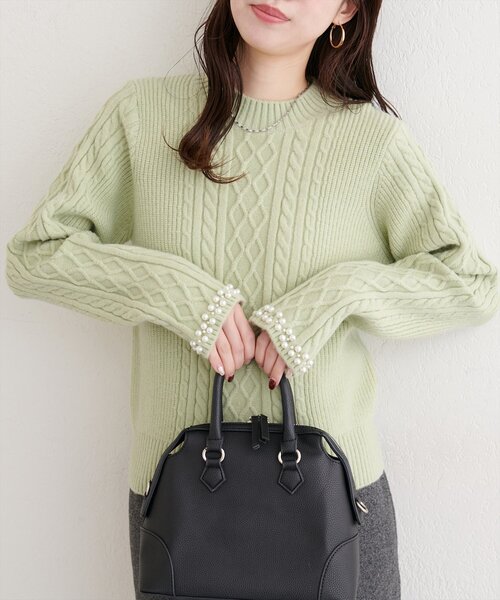 natural couture（ナチュラルクチュール）の「袖口パールもちふわニット（ニット/セーター・レディース・ミント/レッド/オフホワイト/ブラック・FREE）」の22枚目の写真