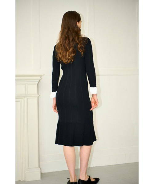 Estella.K(エステラケー)の「Julita Knit Dress リブニットバイカラースリーブニットドレス(ワンピース・レディース・グレー/ブラック/ホワイト系・FREE)」の19枚目の写真