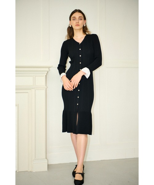 Estella.K(エステラケー)の「Julita Knit Dress リブニットバイカラースリーブニットドレス(ワンピース・レディース・グレー/ブラック/ホワイト系・FREE)」の20枚目の写真