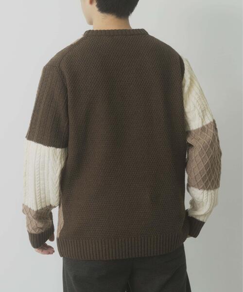 ITEMS URBANRESEARCH(アイテムズ アーバンリサーチ)の「編地切替 クルーネック ニット(ニット/セーター・メンズ・ブラック/ベージュ・MEDIUM/LARGE)」の15枚目の写真