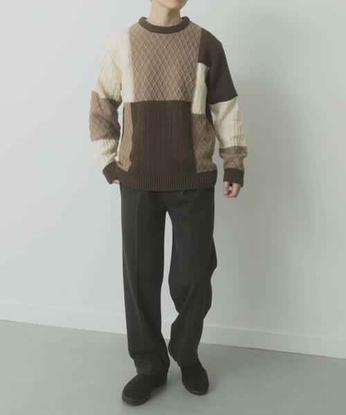 ITEMS URBANRESEARCH(アイテムズ アーバンリサーチ)の「編地切替 クルーネック ニット(ニット/セーター・メンズ・ブラック/ベージュ・MEDIUM/LARGE)」の16枚目の写真