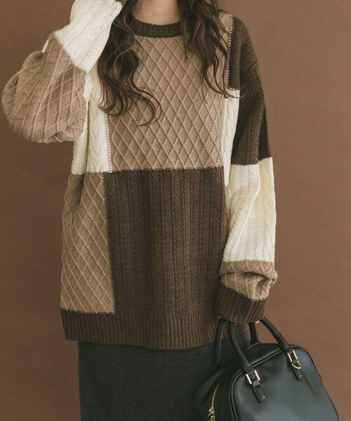 ITEMS URBANRESEARCH(アイテムズ アーバンリサーチ)の「編地切替 クルーネック ニット(ニット/セーター・メンズ・ブラック/ベージュ・MEDIUM/LARGE)」の18枚目の写真