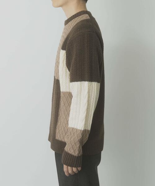 ITEMS URBANRESEARCH(アイテムズ アーバンリサーチ)の「編地切替 クルーネック ニット(ニット/セーター・メンズ・ブラック/ベージュ・MEDIUM/LARGE)」の20枚目の写真