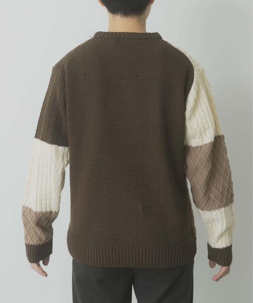 ITEMS URBANRESEARCH(アイテムズ アーバンリサーチ)の「編地切替 クルーネック ニット(ニット/セーター・メンズ・ブラック/ベージュ・MEDIUM/LARGE)」の21枚目の写真