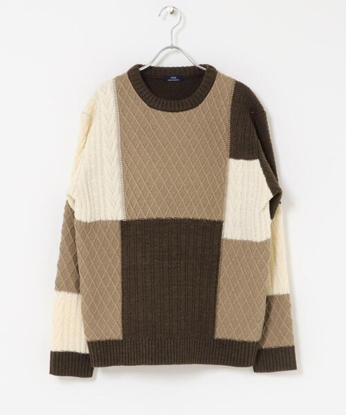 ITEMS URBANRESEARCH(アイテムズ アーバンリサーチ)の「編地切替 クルーネック ニット(ニット/セーター・メンズ・ブラック/ベージュ・MEDIUM/LARGE)」の22枚目の写真