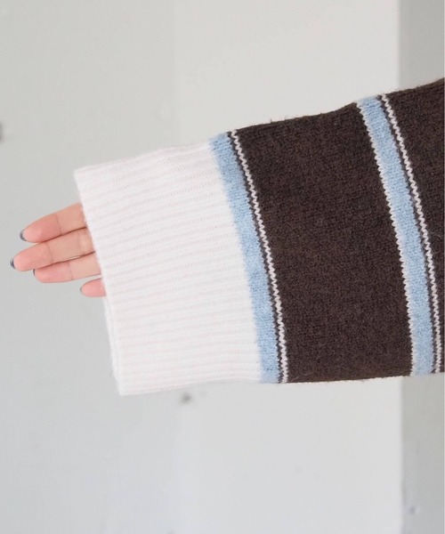 tiptop（ティップトップ）の「ボーダーポロ襟ニットプルオーバー（ニット/セーター・レディース・チャコールグレー/ネイビー/ブラウン・FREE）」の4枚目の写真