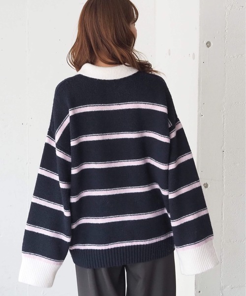 tiptop（ティップトップ）の「ボーダーポロ襟ニットプルオーバー（ニット/セーター・レディース・チャコールグレー/ネイビー/ブラウン・FREE）」の15枚目の写真