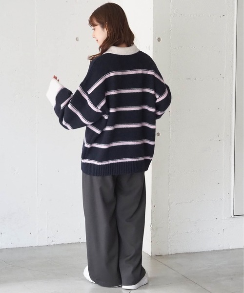 tiptop（ティップトップ）の「ボーダーポロ襟ニットプルオーバー（ニット/セーター・レディース・チャコールグレー/ネイビー/ブラウン・FREE）」の16枚目の写真