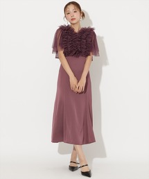 ラメボタニカルレースレイヤードドレス（ドレス）｜AND COUTURE