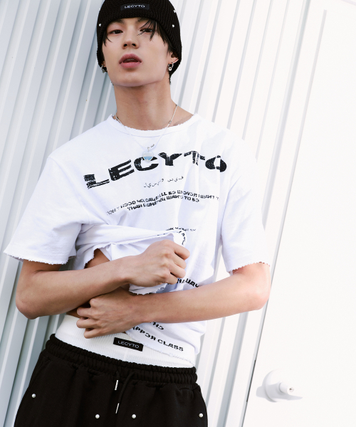 LECYTO（レシト）の「Destroyed Oversized Logo T-Shirt_[White]（Tシャツ/カットソー・メンズ・ホワイト・ONE SIZE）」の4枚目の写真