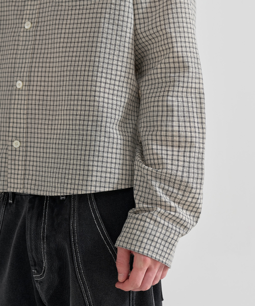 JUAN HOMME(ジュアンオム)の「クロップフィットチェックシャツ(アイボリー)(シャツ/ブラウス・メンズ・その他・MEDIUM/LARGE)」の6枚目の写真