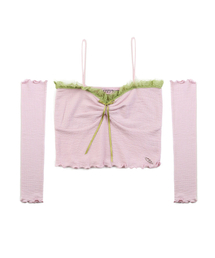 CHERRYQUIRI（チェリーキュリー）の「lace top warmer set - pink（Tシャツ/カットソー）」