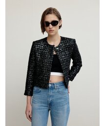 SAGE（セージ）の「スパンコールツイードクロップジャケット - ブラック（その他アウター）」