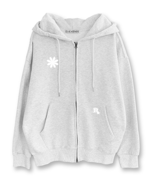DAMISH(ダミシュ)の「シンボルロゴツーウェイフードジップアップ_ライトグレー(パーカー・レディース・ライトグレー・SMALL/MEDIUM)」の2枚目の写真