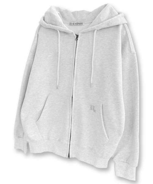 DAMISH(ダミシュ)の「シンボルロゴツーウェイフードジップアップ_ライトグレー(パーカー・レディース・ライトグレー・SMALL/MEDIUM)」の3枚目の写真