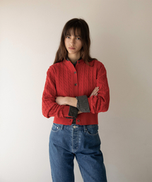 w. Current Cable Cardigan (Carmine)