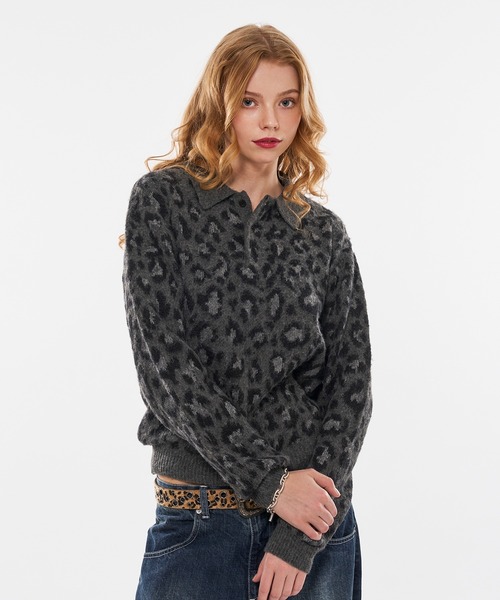 WISH FOR EVER(ウィッシュフォーエバー)の「【 3size / 3color 】LEOPARD JACQUARD KNIT POLO(ニット/セーター・メンズ・チャコールグレー/ブラウン/ワインレッド・SMALL/LARGE/MEDIUM)」の21枚目の写真
