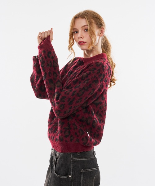 WISH FOR EVER(ウィッシュフォーエバー)の「【 3size / 3color 】LEOPARD JACQUARD KNIT POLO(ニット/セーター・メンズ・チャコールグレー/ブラウン/ワインレッド・SMALL/LARGE/MEDIUM)」の6枚目の写真
