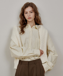 Creamy Stripe Over Shirt Cream