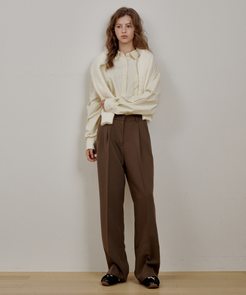 LOSSYROW(ロッシロー)の「Creamy Stripe Over Shirt Cream(シャツ/ブラウス・レディース・アイボリー・FREE)」の2枚目の写真