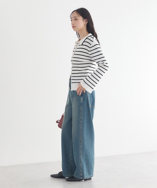 earth music&ecology（アースミュージックアンドエコロジー）の「【2026SS】レギュラーカラーニットカーディガン（カーディガン/ボレロ・レディース・グレー/ブラック/ブラック系その他4/イエロー・FREE）」の7枚目の写真