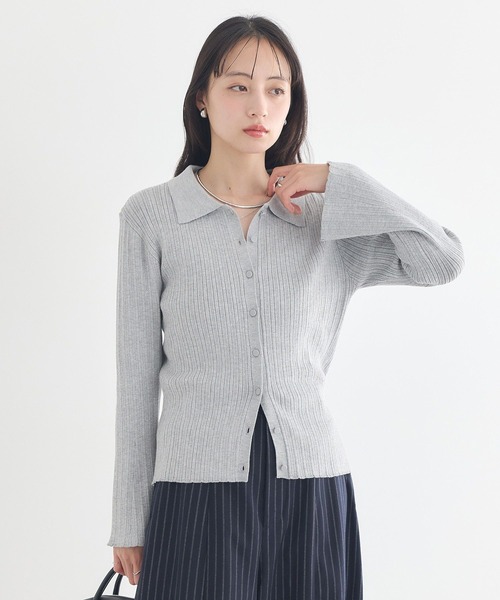 earth music&ecology（アースミュージックアンドエコロジー）の「【2026SS】レギュラーカラーニットカーディガン（カーディガン/ボレロ・レディース・グレー/ブラック/ブラック系その他4/イエロー・FREE）」の9枚目の写真