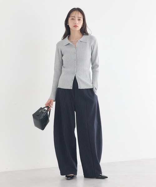 earth music&ecology（アースミュージックアンドエコロジー）の「【2026SS】レギュラーカラーニットカーディガン（カーディガン/ボレロ・レディース・グレー/ブラック/ブラック系その他4/イエロー・FREE）」の10枚目の写真