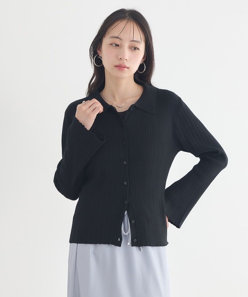 earth music&ecology（アースミュージックアンドエコロジー）の「【2026SS】レギュラーカラーニットカーディガン（カーディガン/ボレロ・レディース・グレー/ブラック/ブラック系その他4/イエロー・FREE）」の14枚目の写真