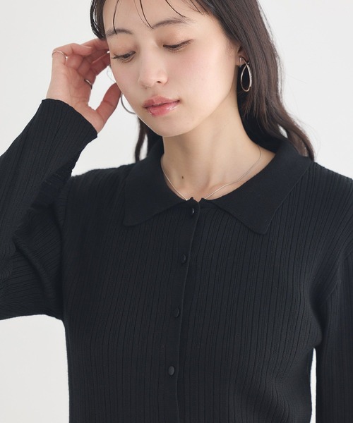 earth music&ecology（アースミュージックアンドエコロジー）の「【2026SS】レギュラーカラーニットカーディガン（カーディガン/ボレロ・レディース・グレー/ブラック/ブラック系その他4/イエロー・FREE）」の20枚目の写真