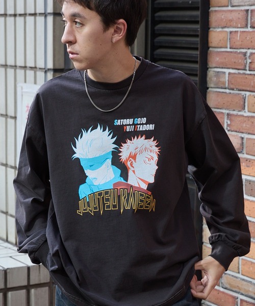 呪術廻戦（ジュジュツカイセン）の「【呪術廻戦】別注 ピグメント加工 オーバーサイズ プリント 長袖 Tシャツ（Tシャツ/カットソー・メンズ・ブラック/ブラック系/ブラウン/ホワイト・M/L）」の4枚目の写真