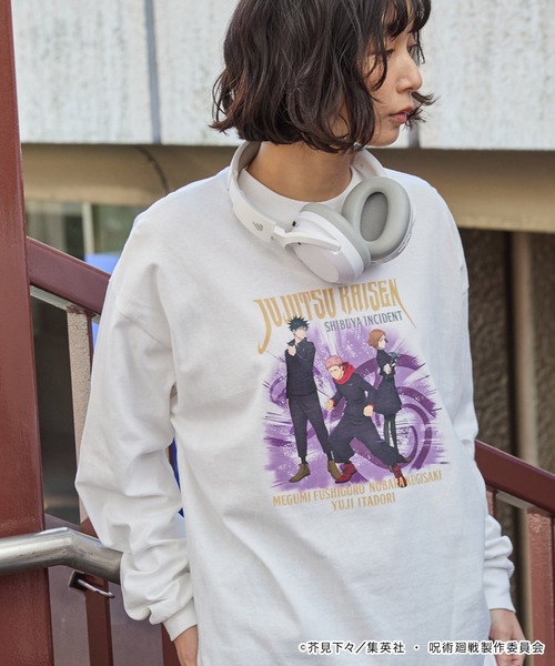 呪術廻戦（ジュジュツカイセン）の「【呪術廻戦】別注 ピグメント加工 オーバーサイズ プリント 長袖 Tシャツ（Tシャツ/カットソー・メンズ・ブラック/ブラック系/ブラウン/ホワイト・M/L）」の2枚目の写真