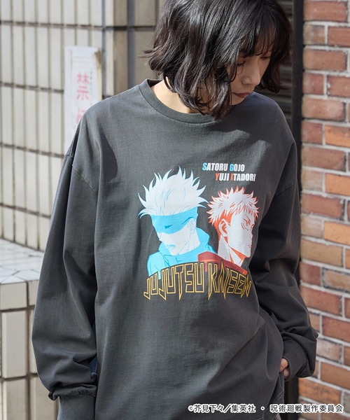 呪術廻戦（ジュジュツカイセン）の「【呪術廻戦】別注 ピグメント加工 オーバーサイズ プリント 長袖 Tシャツ（Tシャツ/カットソー・メンズ・ブラック/ブラック系/ブラウン/ホワイト・M/L）」の5枚目の写真